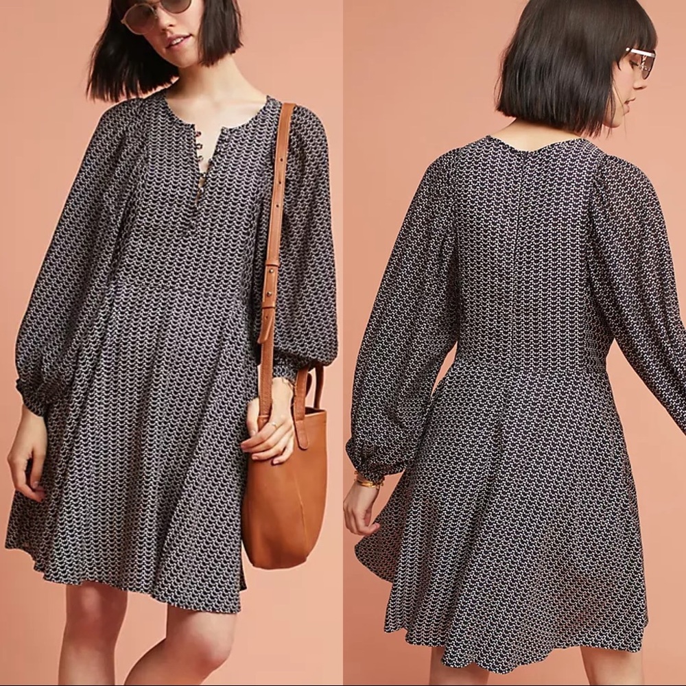 Anthropologie Black and White Mini Dress